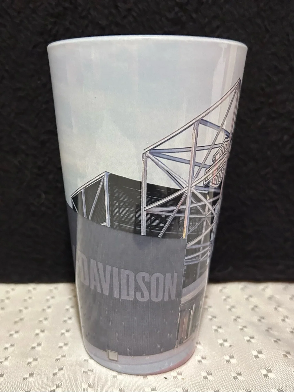 Harley-Davidson Museum, Pint Glass Showcasing the Iconic Architecture Milwaukee